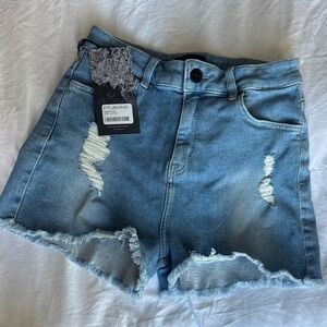 Fit jeans Distressed Light Blue Denim Shorts